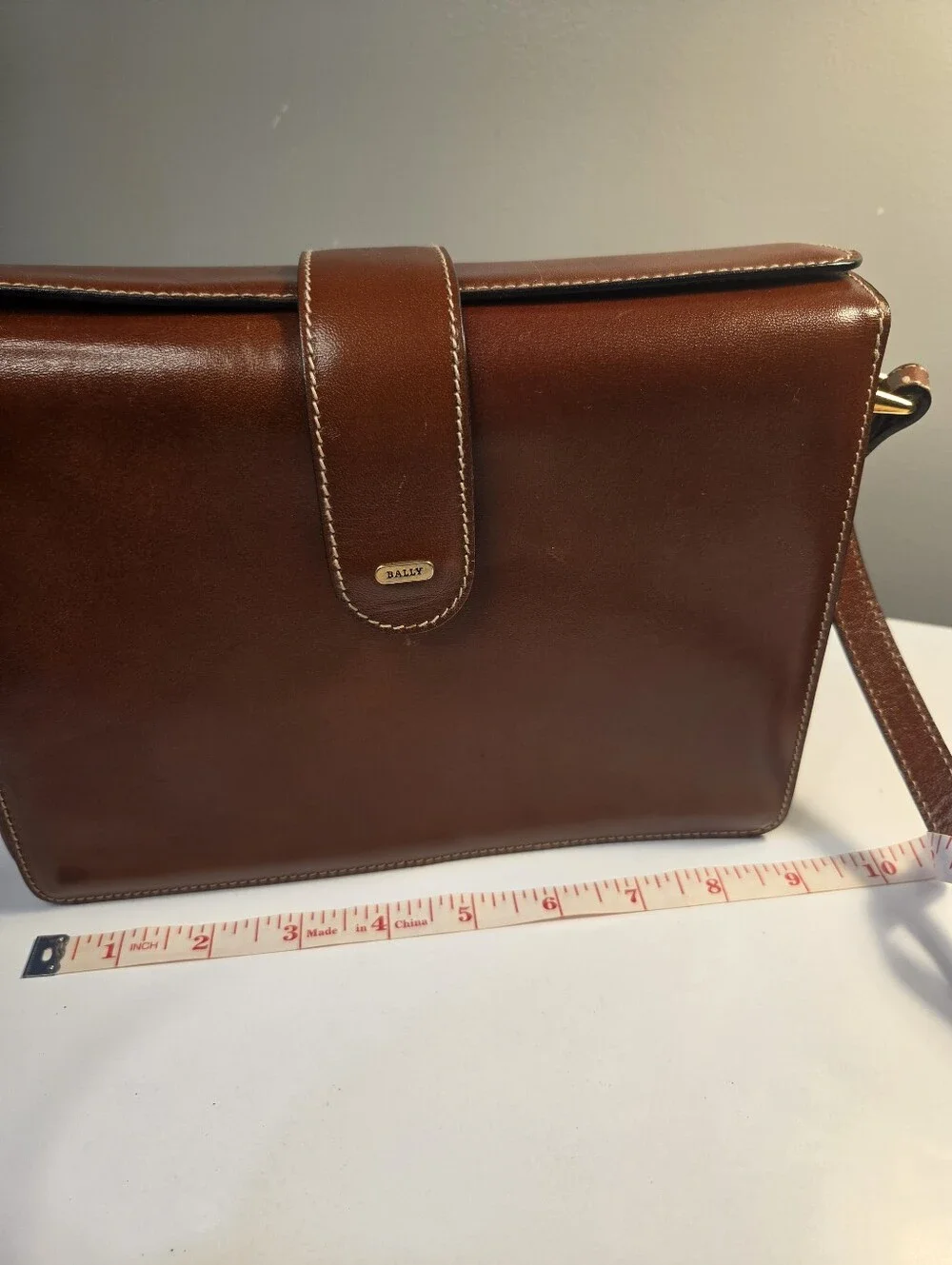 Bally Brown Leather Shoulder Bag Cross Body Front Flap Purse Gorgeous
